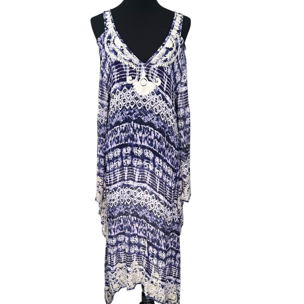 NWT Azul Angel | One Size | Flowey Boho Dress Kimono Embroidered Women's Blue